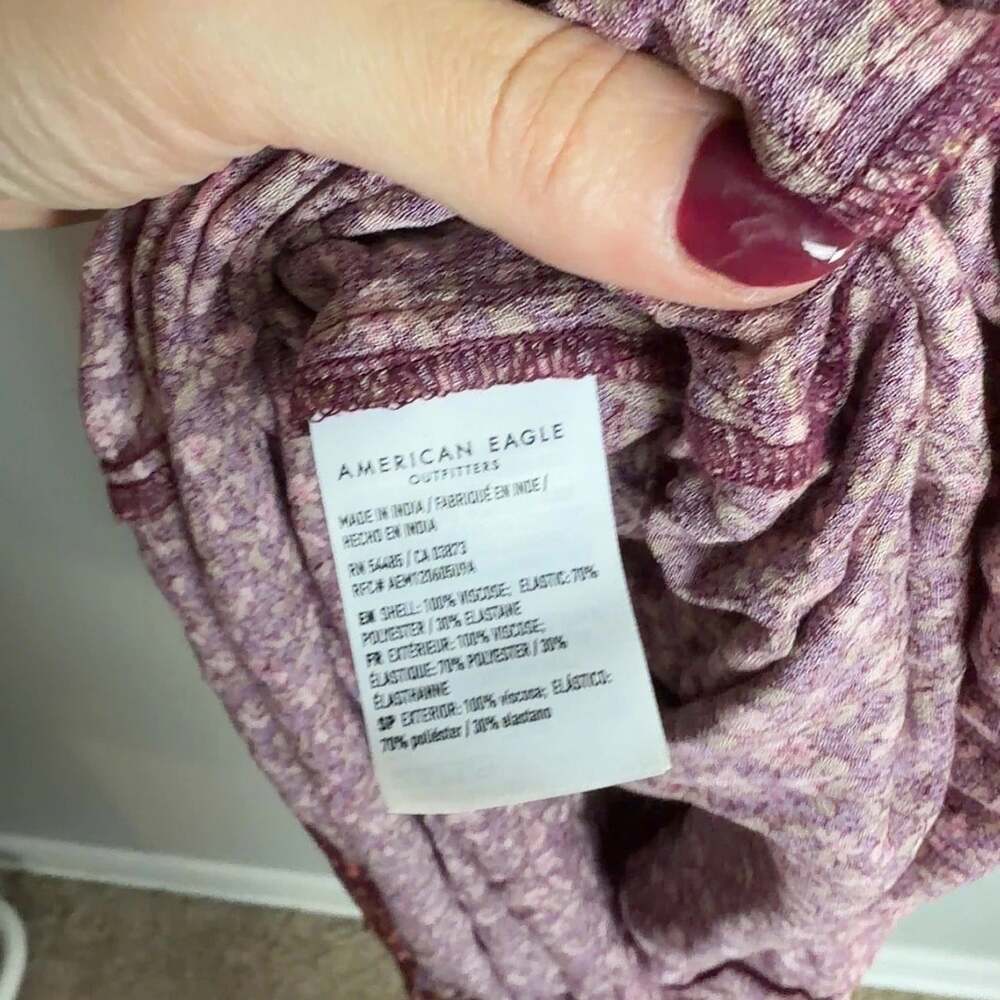 American Eagle Outfitters Burgundy Floral Midi Dress Size Large Women’s - Picture 5 of 8